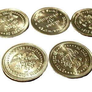 Air and Water Tokens with Eagle Coins Lot of 7 Mass Air Systems Coin Op  SC21